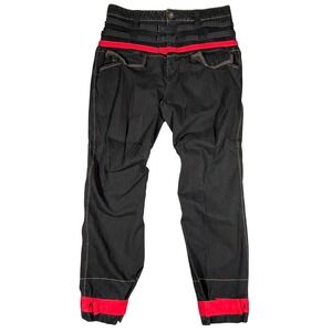 Marithe Francois Girbaud Black Red Shuttle Strap Jeans Mens 38 Vintage 90s Y2K